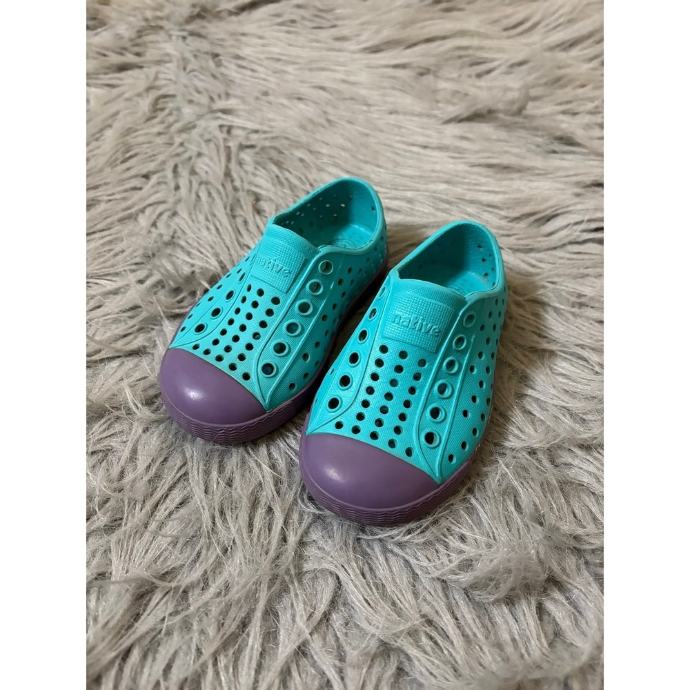 Native Shoes Turquoise Blue & Purple Baby Toddler 5c Slip On